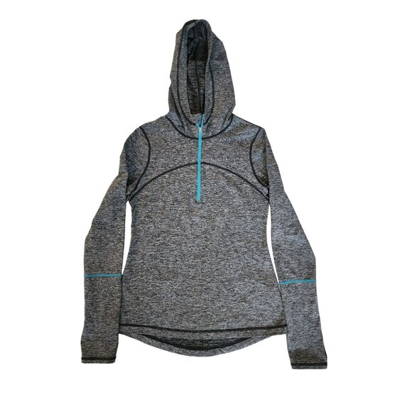 Zella Women's Frost Tech Hooded Half Zip Pullover Jacket Gray/Blue Size Small - Picture 3 of 10